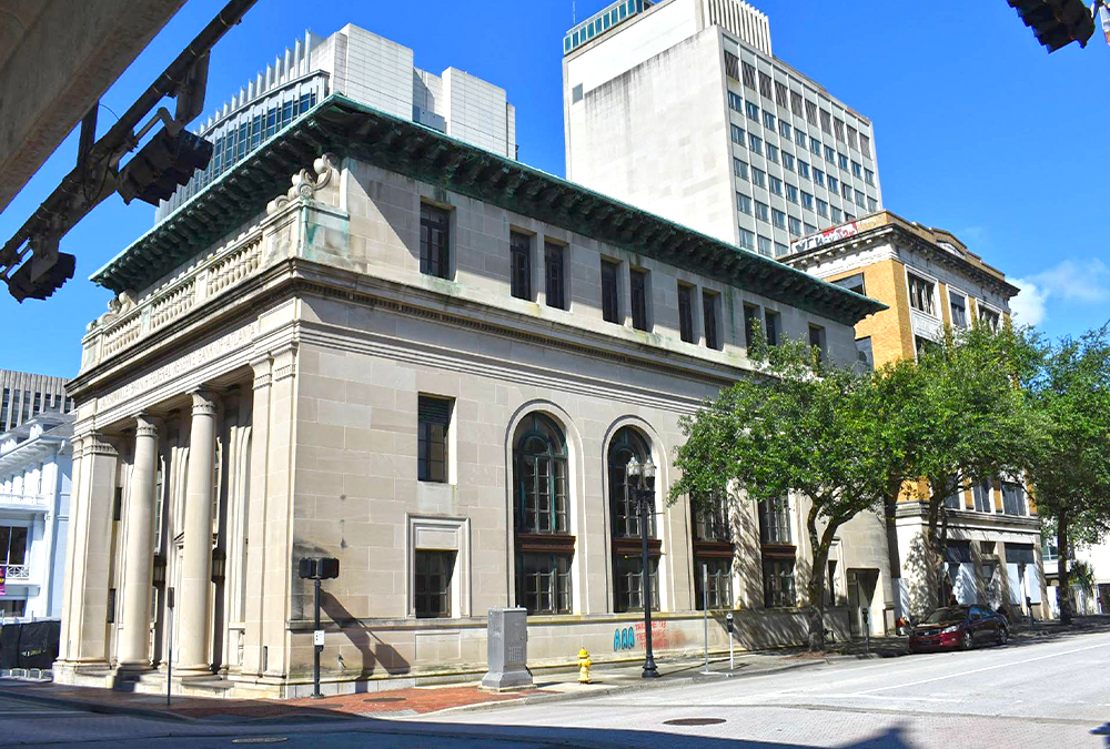 The former Federal Reserve Bank Building is located at 424 North Hogan Street in Jacksonville, Florida.