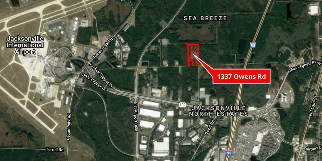 1337 Owens Road in Jacksonville, Florida. NAI Hallmark brokers the sale of this 18.2 acre parcel for $1,230,000.